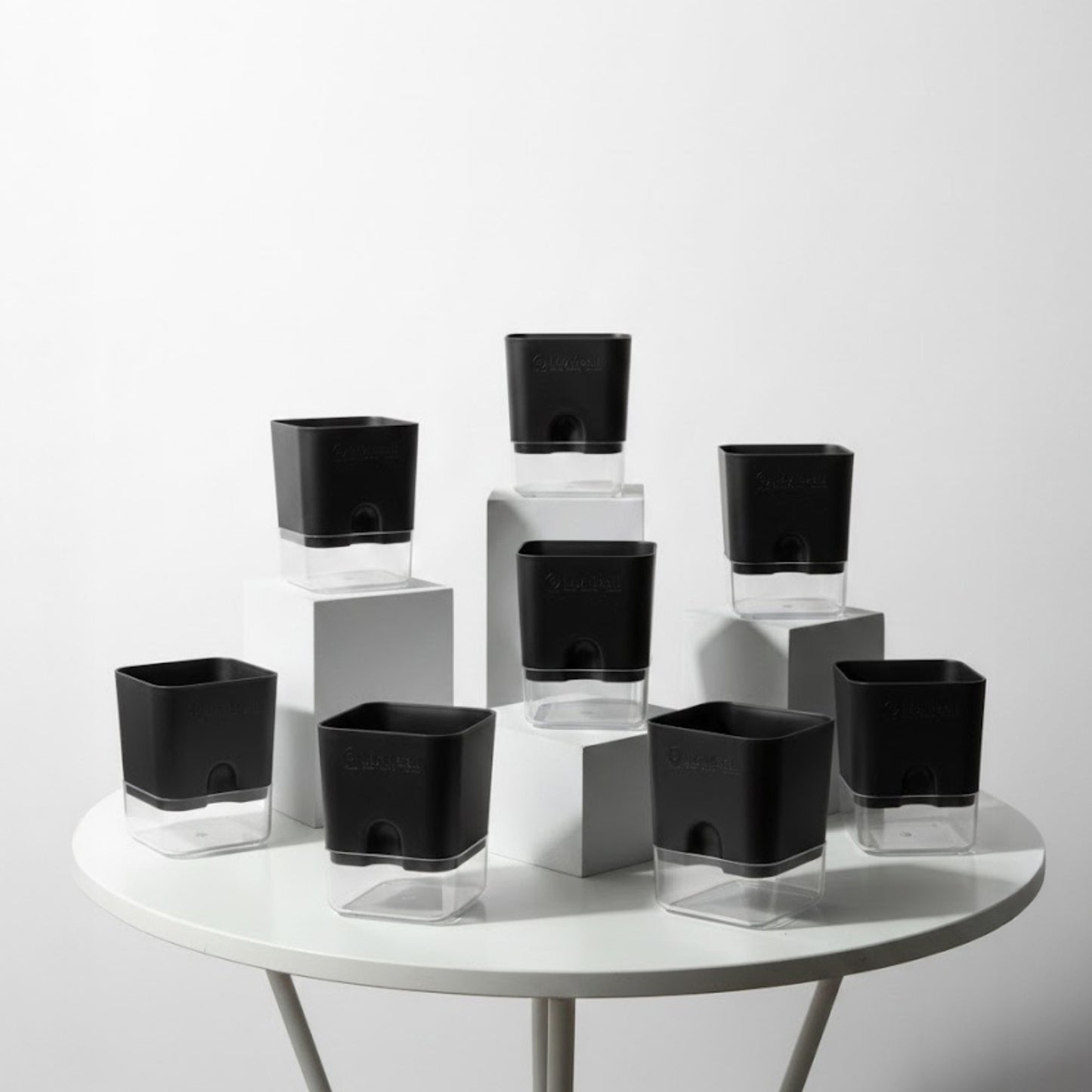 Self-Watering Square Plastic Planter with Transparent Base