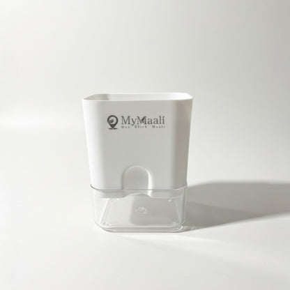 Self-Watering Square Plastic Planter with Transparent Base